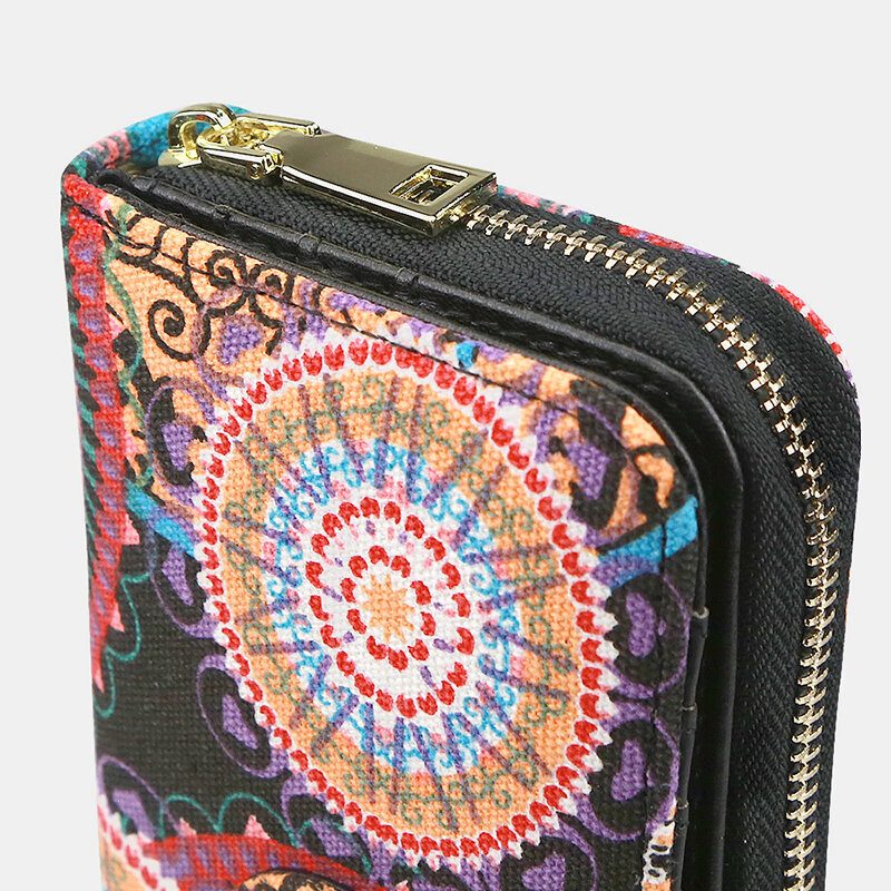 Kvinner Lerret Bohemian Style Utskrift Lang Clutch Lommebok