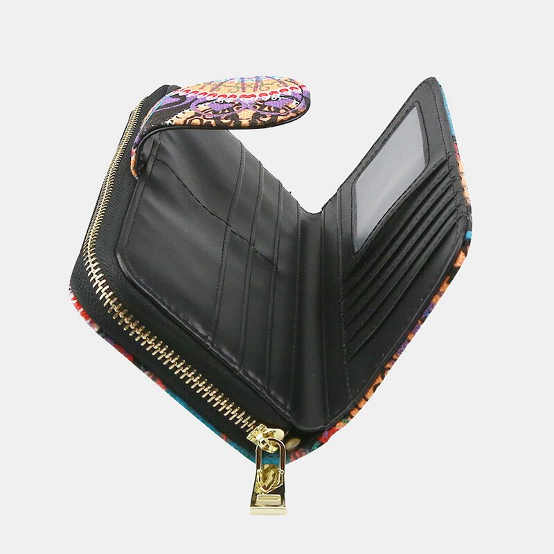 Kvinner Lerret Bohemian Style Utskrift Lang Clutch Lommebok