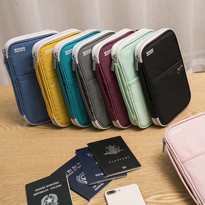 Kvinner Multi-funksjon Anti-tyveri Passport Holder Polyester 9 Kortspor Lommebok