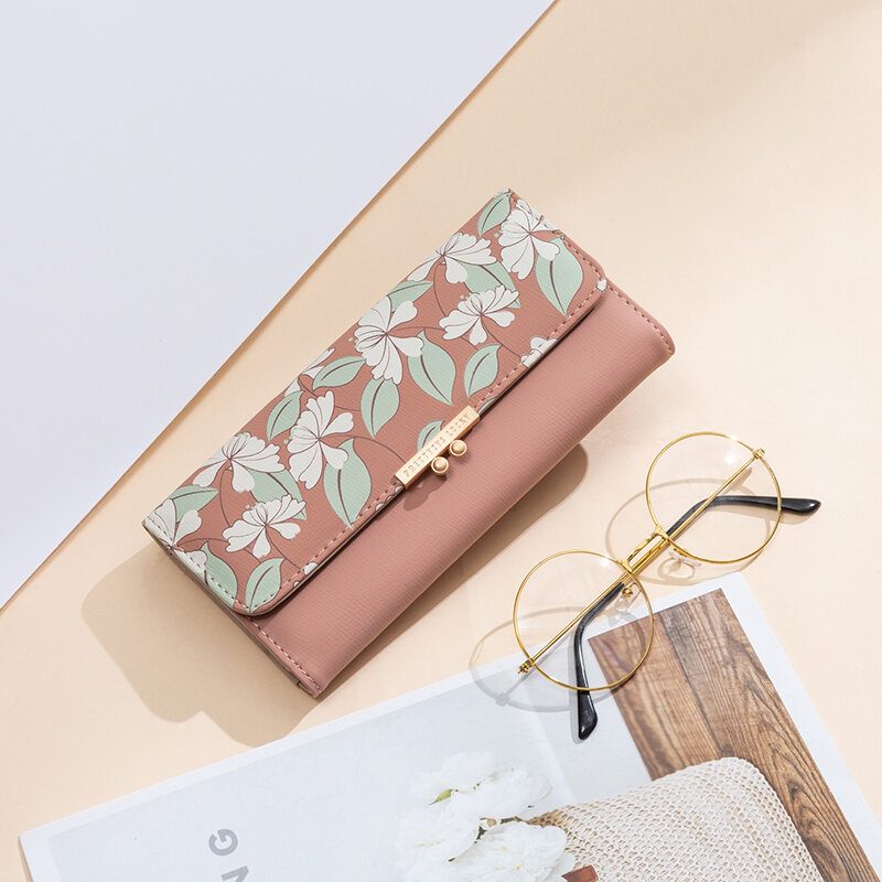 Kvinner Planter 9 Kortspor Floral Trifold Lommebok