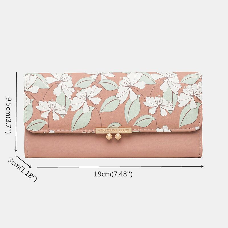 Kvinner Planter 9 Kortspor Floral Trifold Lommebok