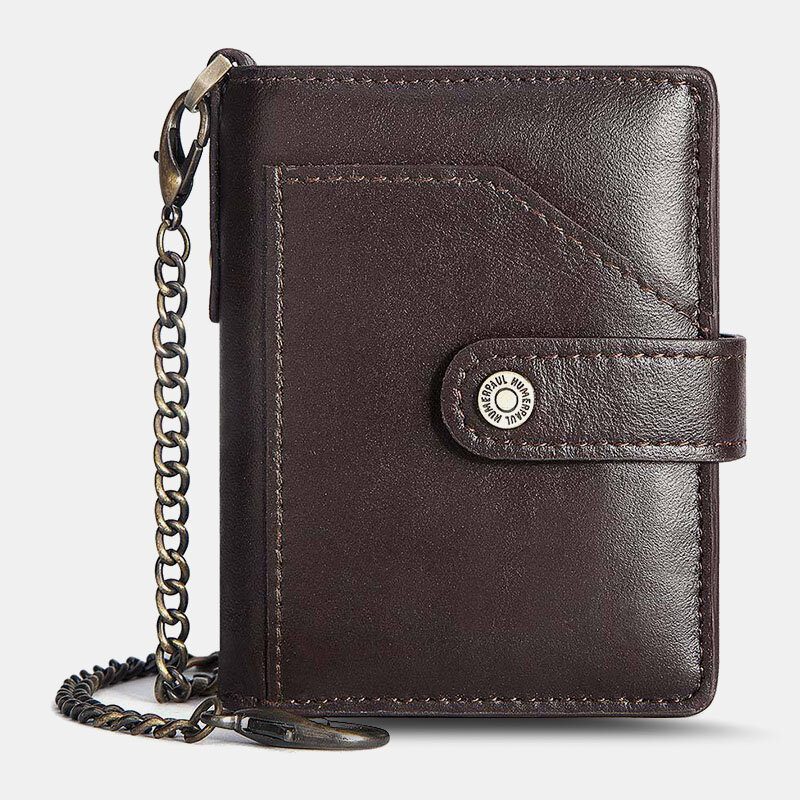 Menn Bifold Short Rfid Blocking Antimagnetic Wallet First Layer Kuskinn 9 Card Slot Kortholder Pengeklemme