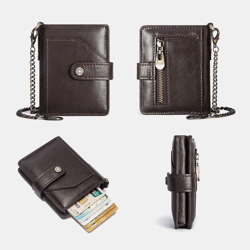 Menn Bifold Short Rfid Blocking Antimagnetic Wallet First Layer Kuskinn 9 Card Slot Kortholder Pengeklemme