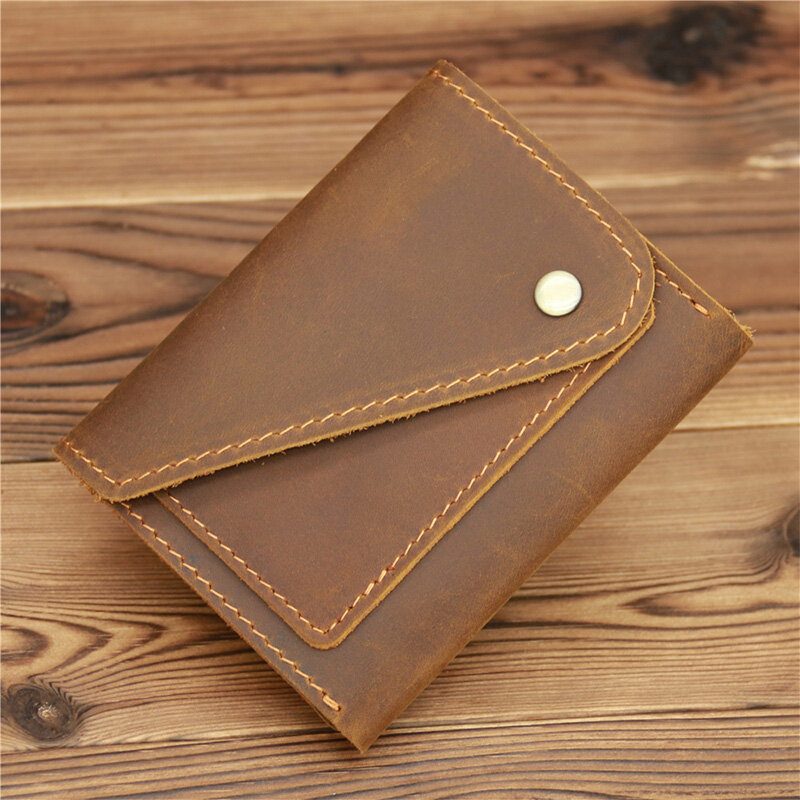 Menn Crazy Horse Leather Hasp Wallets Retro Id-kort Førerkort Holder Pengeklipp