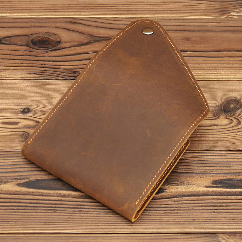 Menn Crazy Horse Leather Hasp Wallets Retro Id-kort Førerkort Holder Pengeklipp