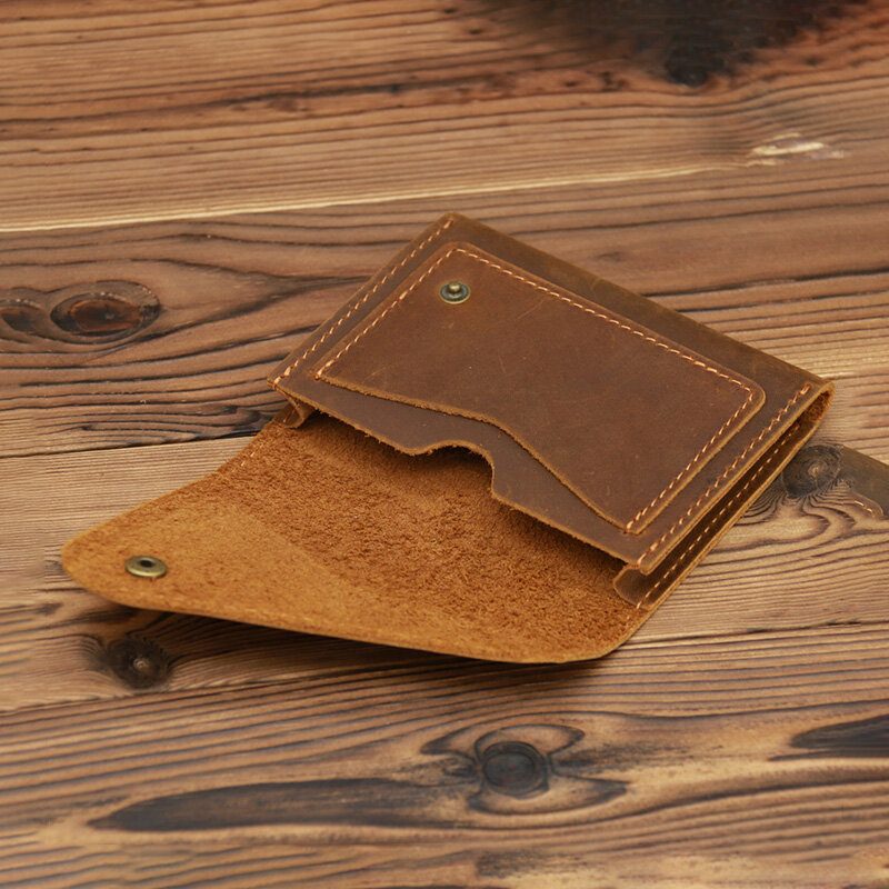 Menn Crazy Horse Leather Hasp Wallets Retro Id-kort Førerkort Holder Pengeklipp