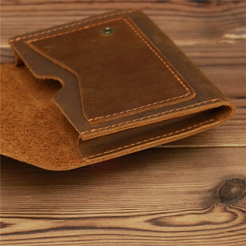 Menn Crazy Horse Leather Hasp Wallets Retro Id-kort Førerkort Holder Pengeklipp