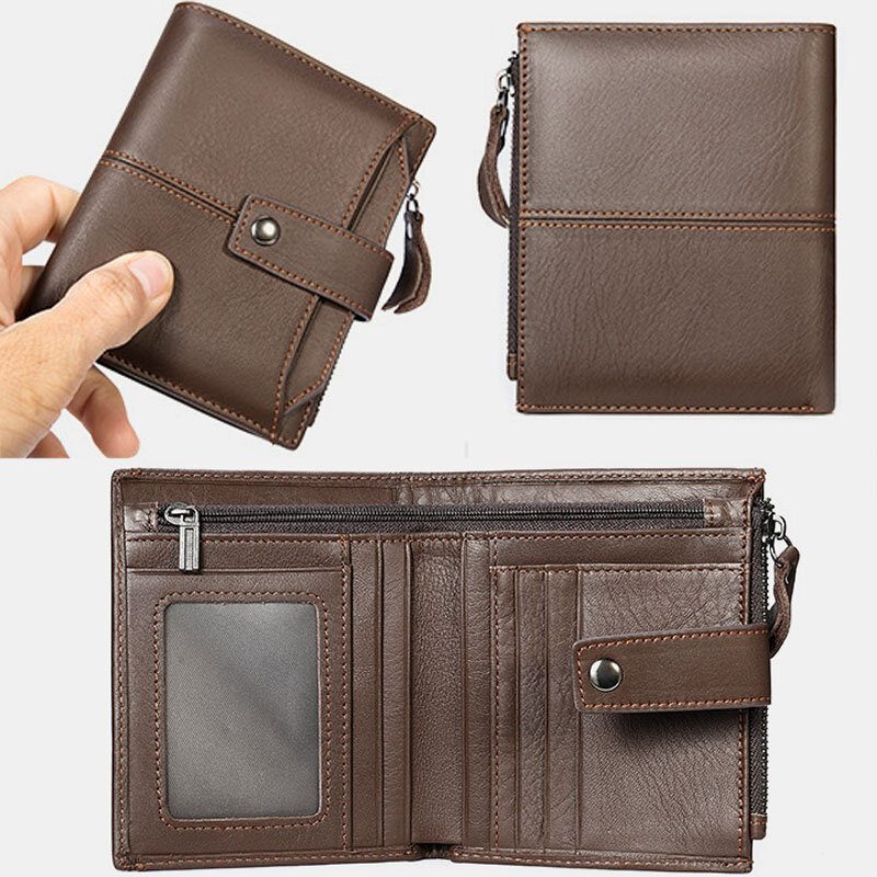 Menn Short Bifold Rfid Blocking Wallet Retro Casual Multi-card Slot Card Holder Kuskinn Førerkort Lommebok