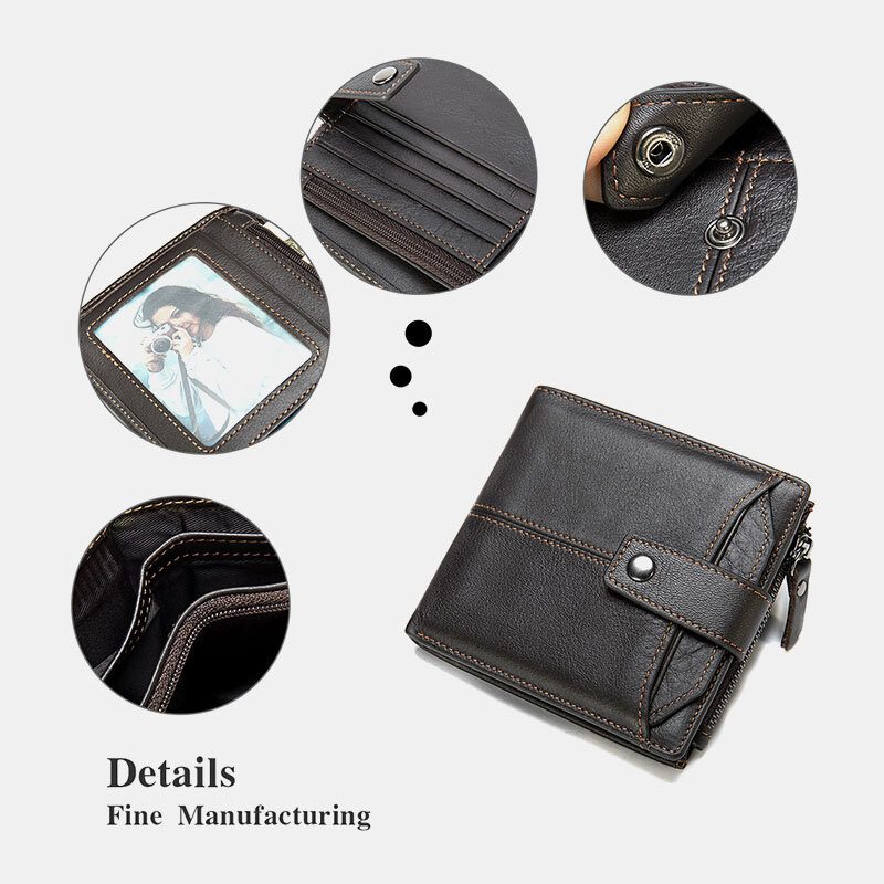 Menn Short Bifold Rfid Blocking Wallet Retro Casual Multi-card Slot Card Holder Kuskinn Førerkort Lommebok