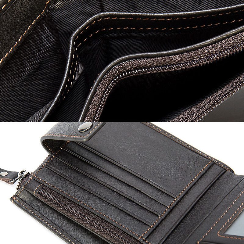 Menn Short Bifold Rfid Blocking Wallet Retro Casual Multi-card Slot Card Holder Kuskinn Førerkort Lommebok