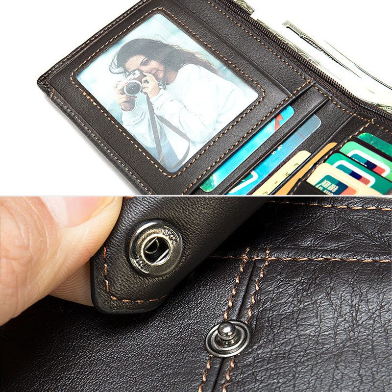 Menn Short Bifold Rfid Blocking Wallet Retro Casual Multi-card Slot Card Holder Kuskinn Førerkort Lommebok