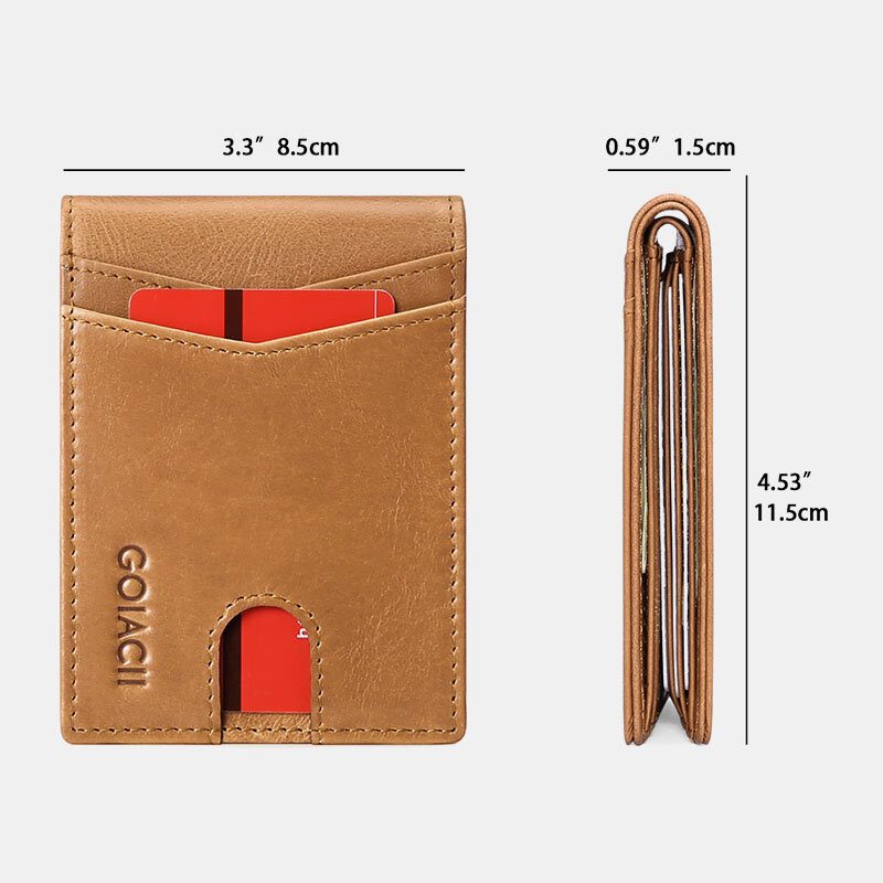 Menn Short Oil Wax First Layer Kuskinn Lommebok Rfid Blocking Multi-card Slot Card Holder Myntpung