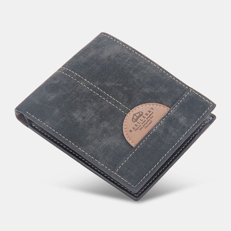 Menn Tynn Bifold Denim Mønster Pu-skinn Lommebok Multi-kort Spor Kortholder Stor Kapasitet Myntpung