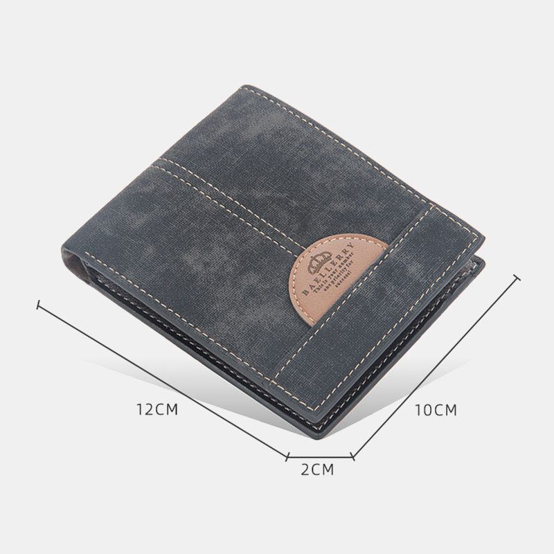 Menn Tynn Bifold Denim Mønster Pu-skinn Lommebok Multi-kort Spor Kortholder Stor Kapasitet Myntpung