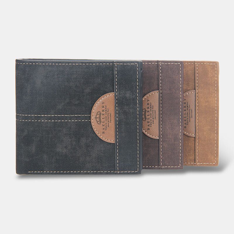 Menn Tynn Bifold Denim Mønster Pu-skinn Lommebok Multi-kort Spor Kortholder Stor Kapasitet Myntpung