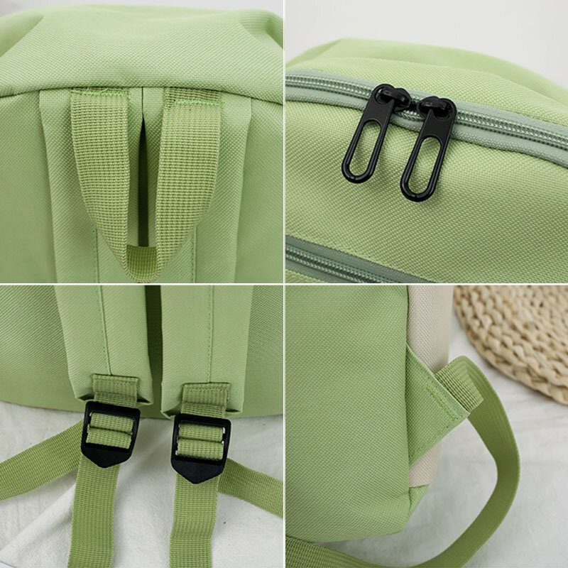 4 Stk Canvas Preppy Multifunksjons Kombinasjonsveske Tote Stor Kapasitet Ryggsekk Crossbody Clutch Lommebok