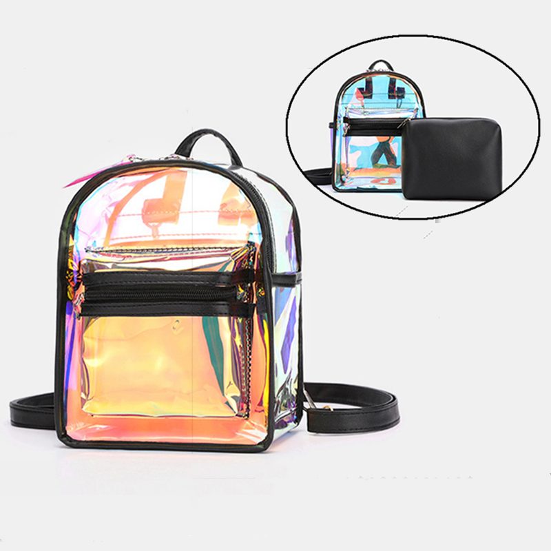 Dame 2stk Transparent Jelly Multi-bære Mini Ryggsekk Crossbody Vesker Håndveske