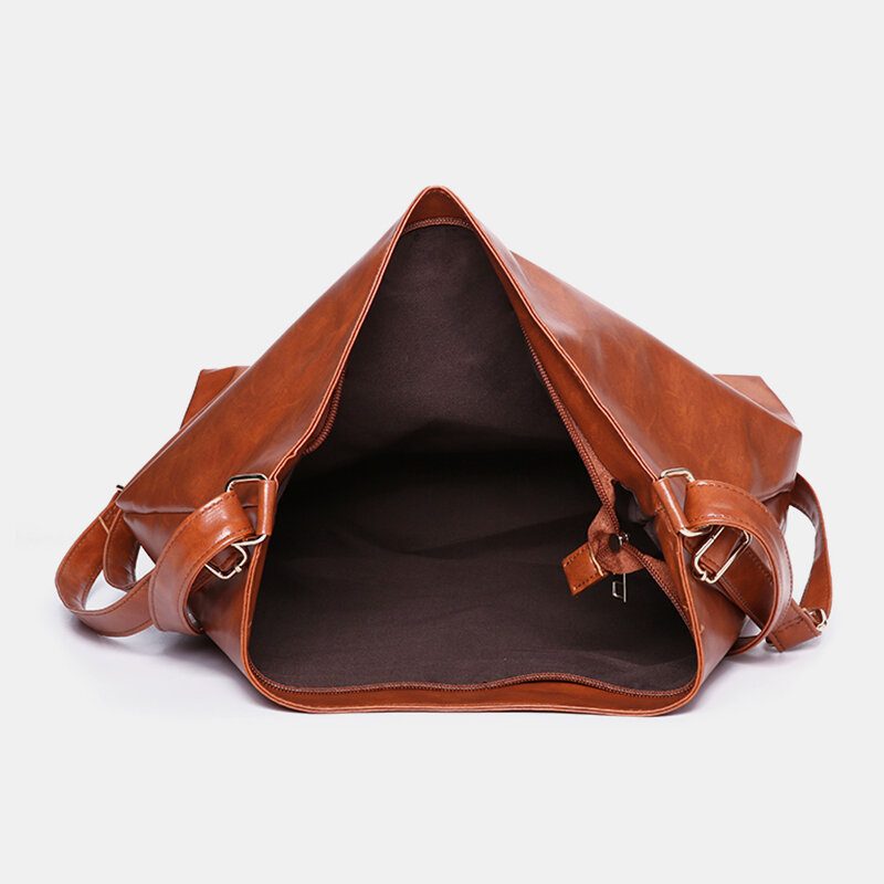 Dame Oljevoks Skinn Ryggsekk Med Stor Kapasitet Skulderveske Crossbody Vesker Veske Bleieveske Hobo Vesker Hobo Bag