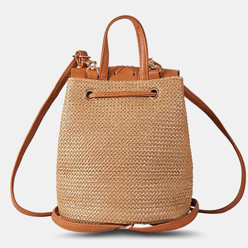 Dame Tassel Straw Vesker Retro Beach Vesker Ryggsekk Bøtteveske