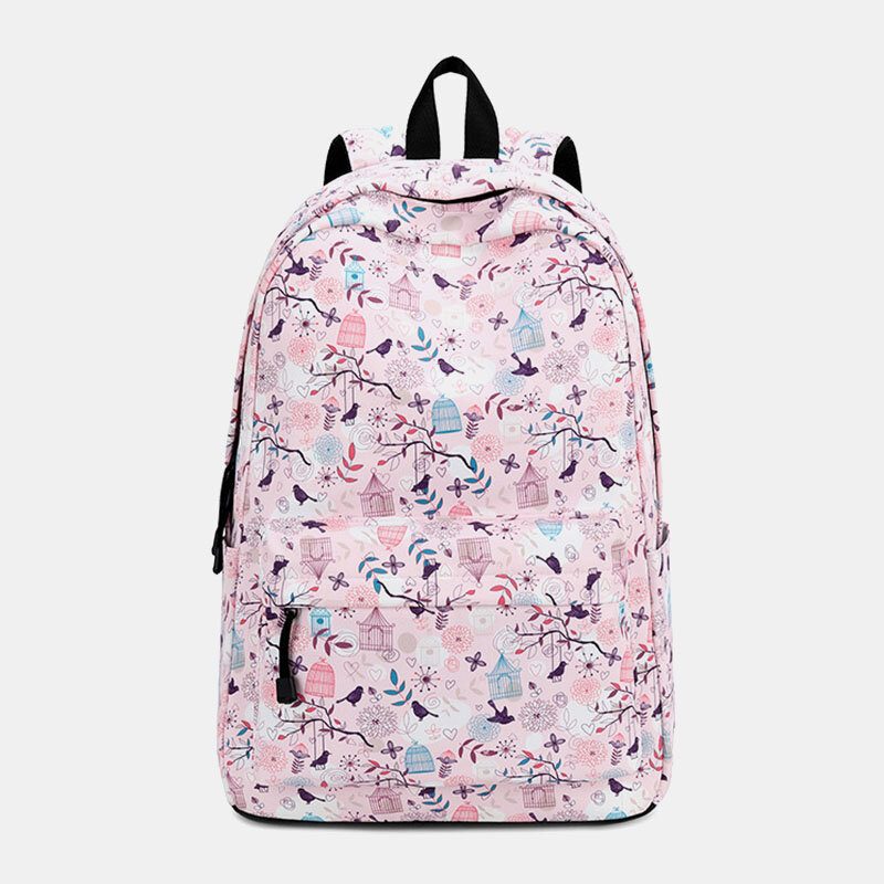 Dametrykk Vanntett Casual Backpack School Bag