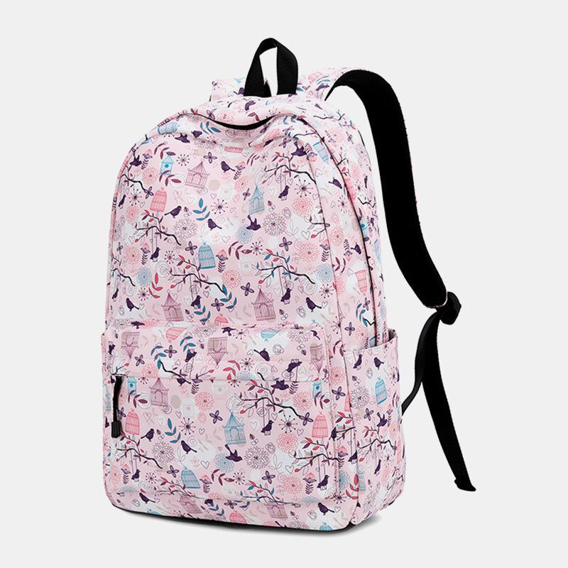 Dametrykk Vanntett Casual Backpack School Bag