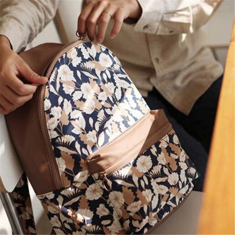 Kvinner Flamingo Tegneserieutskrift Ryggsekk Floral Casual Girl School Bag