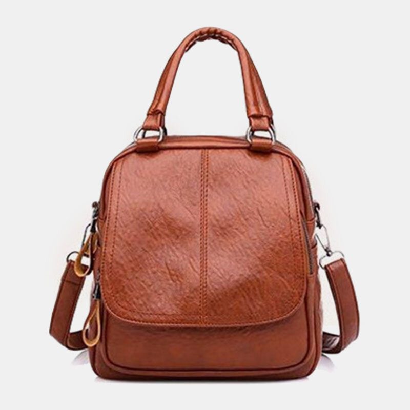 Kvinner Pu Skinn Multi-bære Vintage Vanntett Crossbody Vesker Skulderveske Ryggsekk