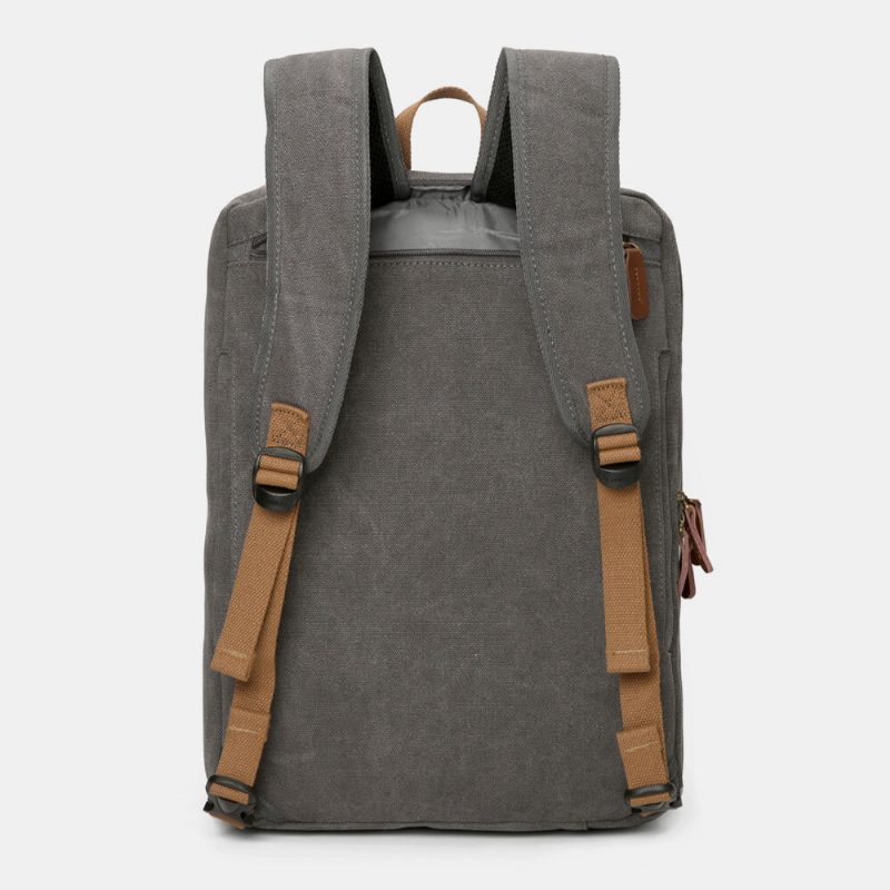 Menn Vintage Casual Canvas Stor Kapasitet 17 Tommers Bærbar Veske Ryggsekk Crossbody-veske Med Flere Lommer