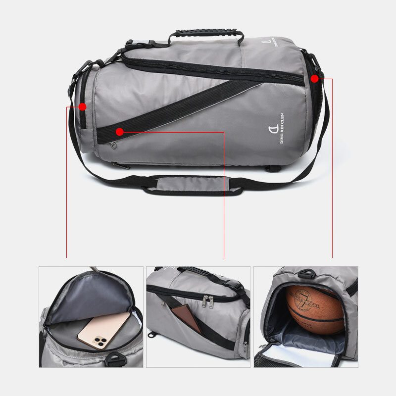 Unisex Nylon Vanntett Slitemotstand Utendørs Brise Stor Kapasitet Basketball Oppbevaringsveske Reiseveske Gym Vesker Ryggsekk