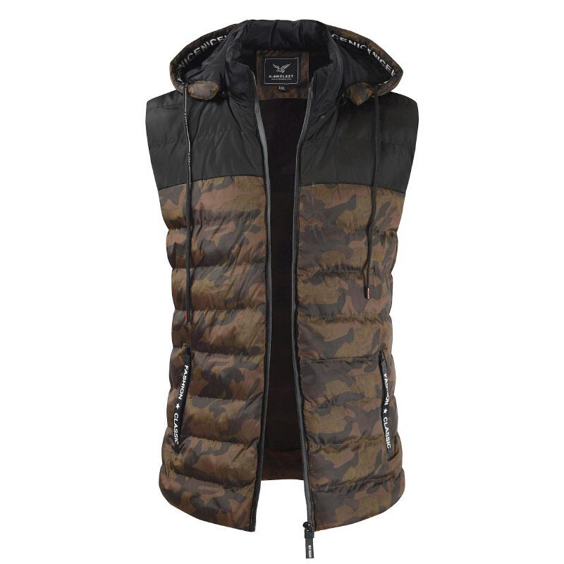 Camo Patchwork For Menn Avtakbar Hette Tykk Varm Vattert Vest