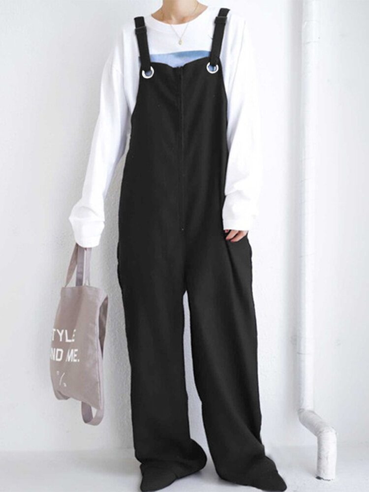 Dame 100% Bomull Bredt Ben Plisserte Solide Maxi Lengde Jumpsuits