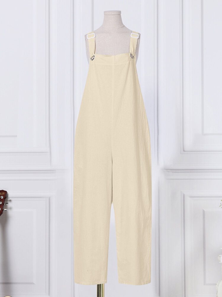 Dame 100% Bomull Bredt Ben Plisserte Solide Maxi Lengde Jumpsuits