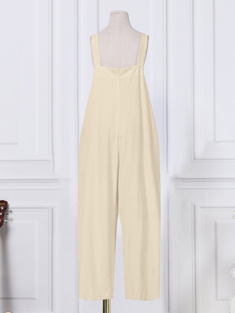 Dame 100% Bomull Bredt Ben Plisserte Solide Maxi Lengde Jumpsuits