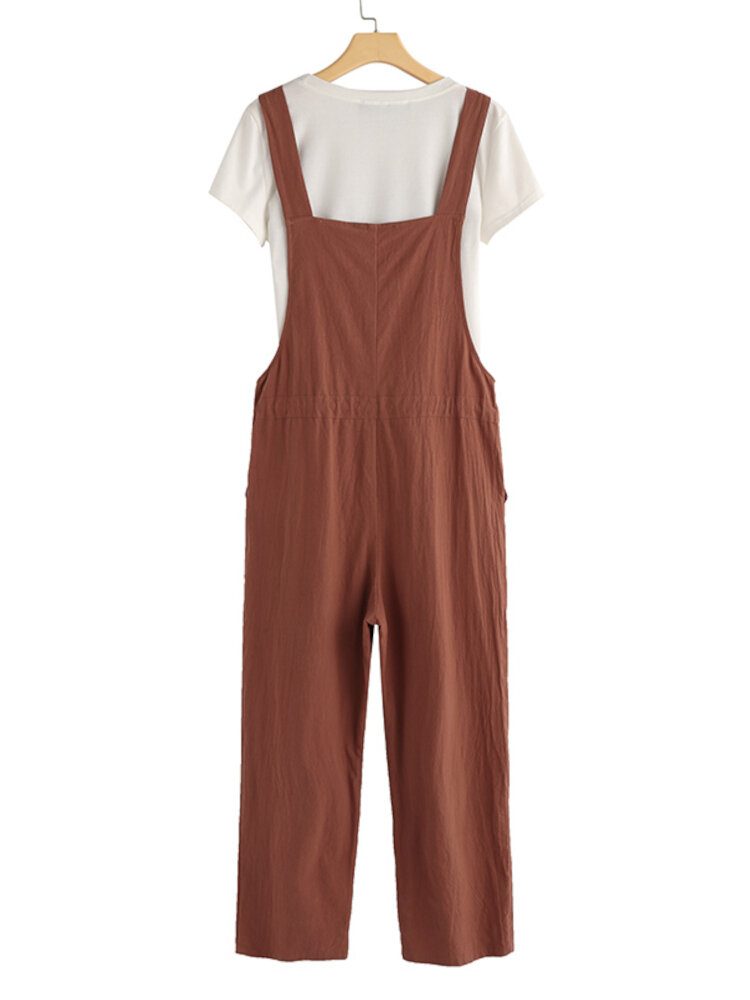 Dame 100% Bomull Ensfarge Ankellengde Sidelommer Jumpsuit