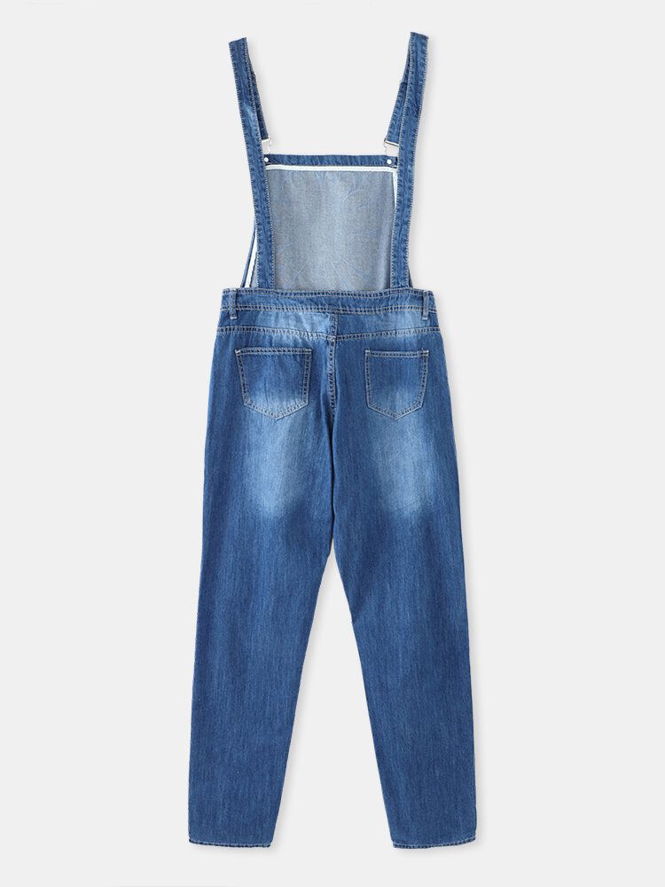 Dame Daisy Mønster Print Remmer Rippet Uformell Stilig Denim Jumpsuit