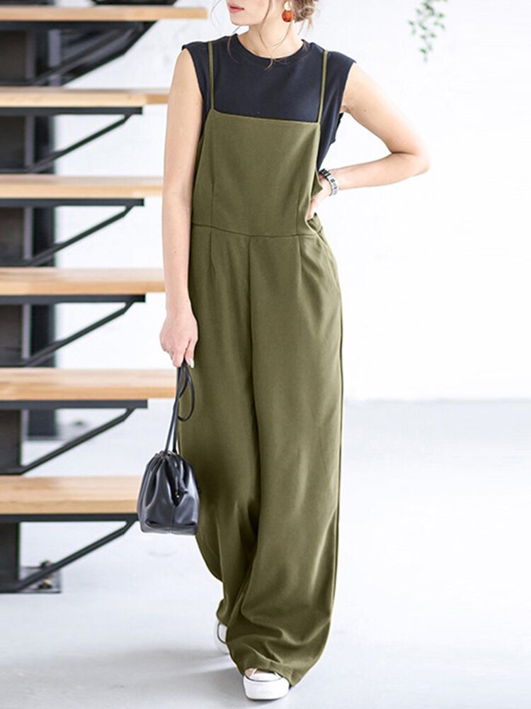 Dame Ensfarge Vanlige Cami Strappy Casual Jumpsuits