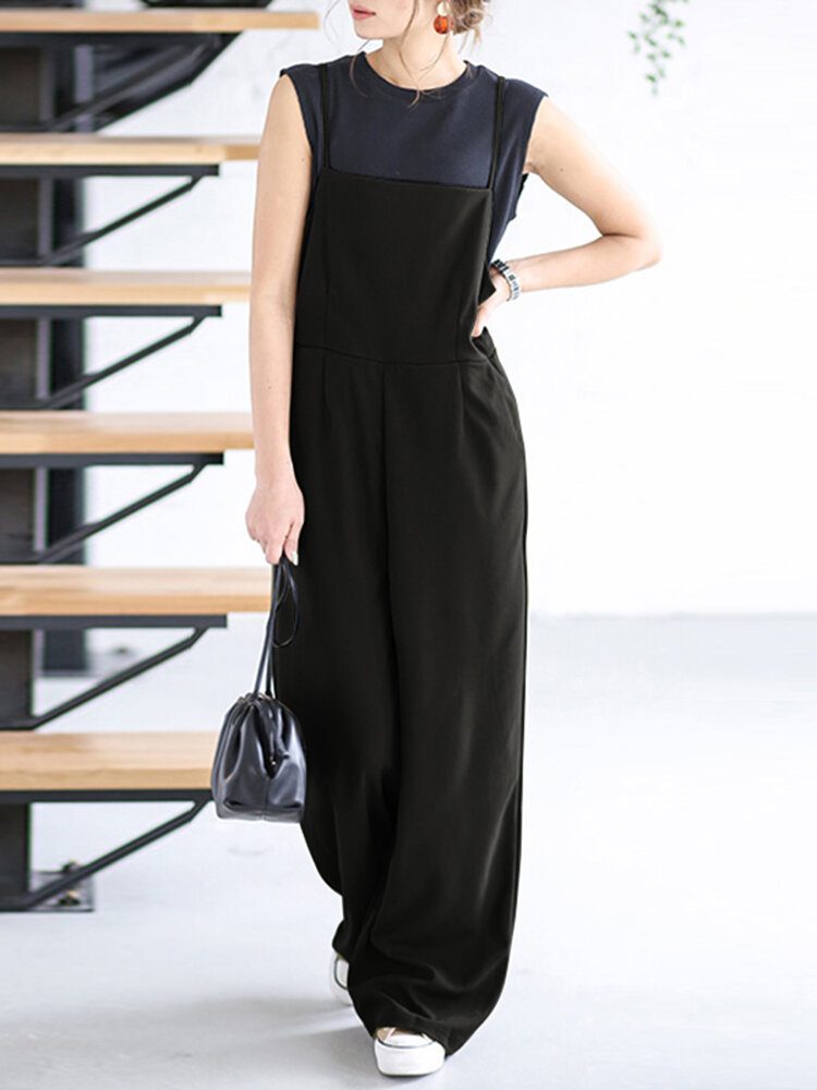 Dame Ensfarge Vanlige Cami Strappy Casual Jumpsuits