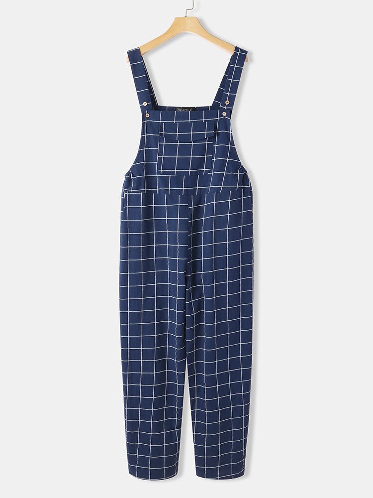 Kvinner Grid Justerbare Strappy Ermeløse Jumpsuits Med Klafflomme