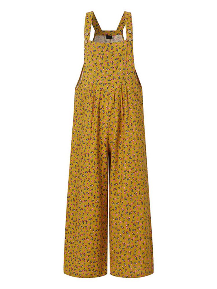 Kvinner Vintage Ditsy Blomstertrykk Dobbellomme Uformelle Strappy Jumpsuits