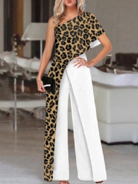 Leopardprint Spleising Temperamental Jumpsuits For Dame