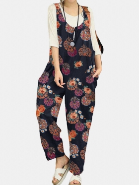 Tribal Flower Print Wide Leg Jumpsuit For Women