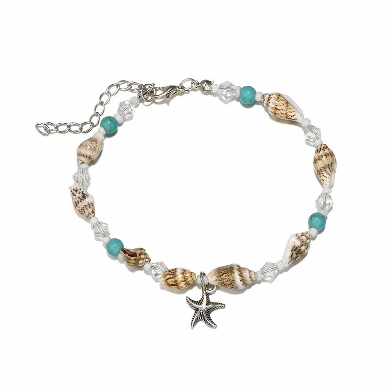 Retro Conch Beaded Yoga Anklet Legering Sea Star Fottøy For Kvinner Håndlaget Anklet