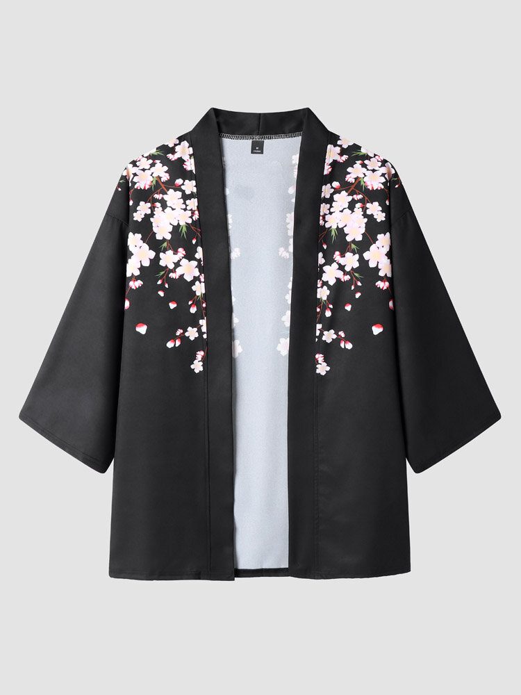 Blomstertrykk For Menn Åpen Foran Kimono Løse Todelte Antrekk