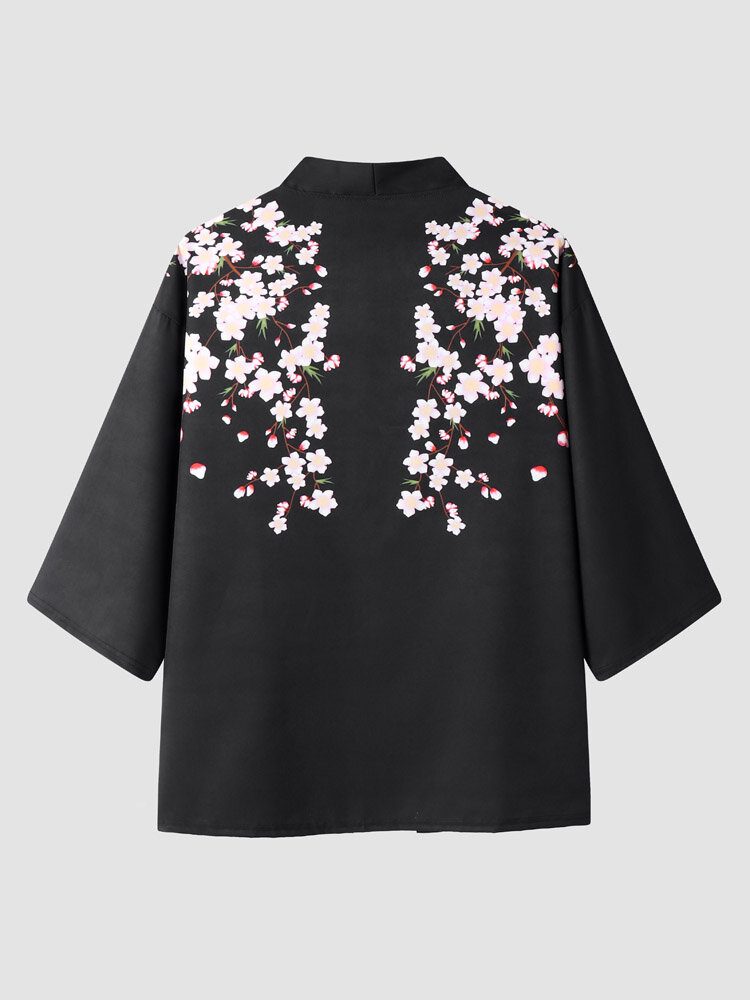 Blomstertrykk For Menn Åpen Foran Kimono Løse Todelte Antrekk