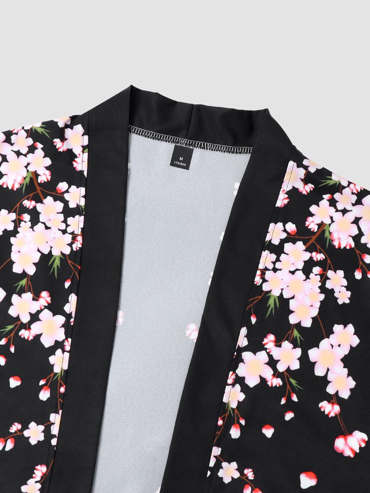 Blomstertrykk For Menn Åpen Foran Kimono Løse Todelte Antrekk