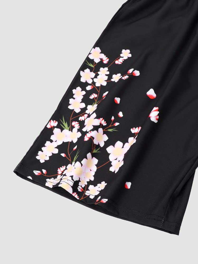 Blomstertrykk For Menn Åpen Foran Kimono Løse Todelte Antrekk