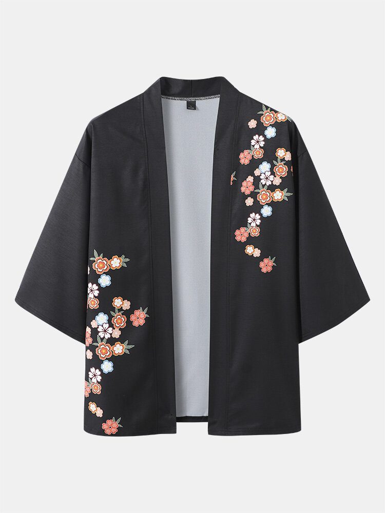 Blomstertrykk For Menn Med Åpen Front Kimono To-delers Antrekk