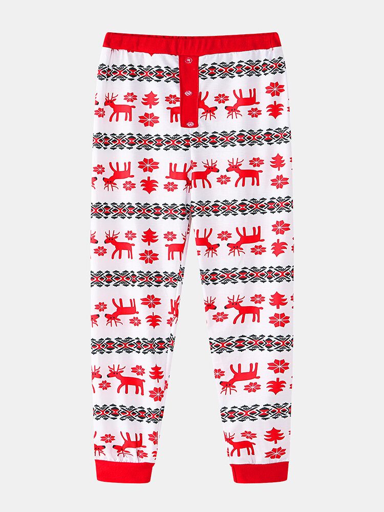 Kvinner Jul Tegneserie Print V-hals Pullover Elastisk Midje Løse Bukser Hjem Uformelt Pysjamassett