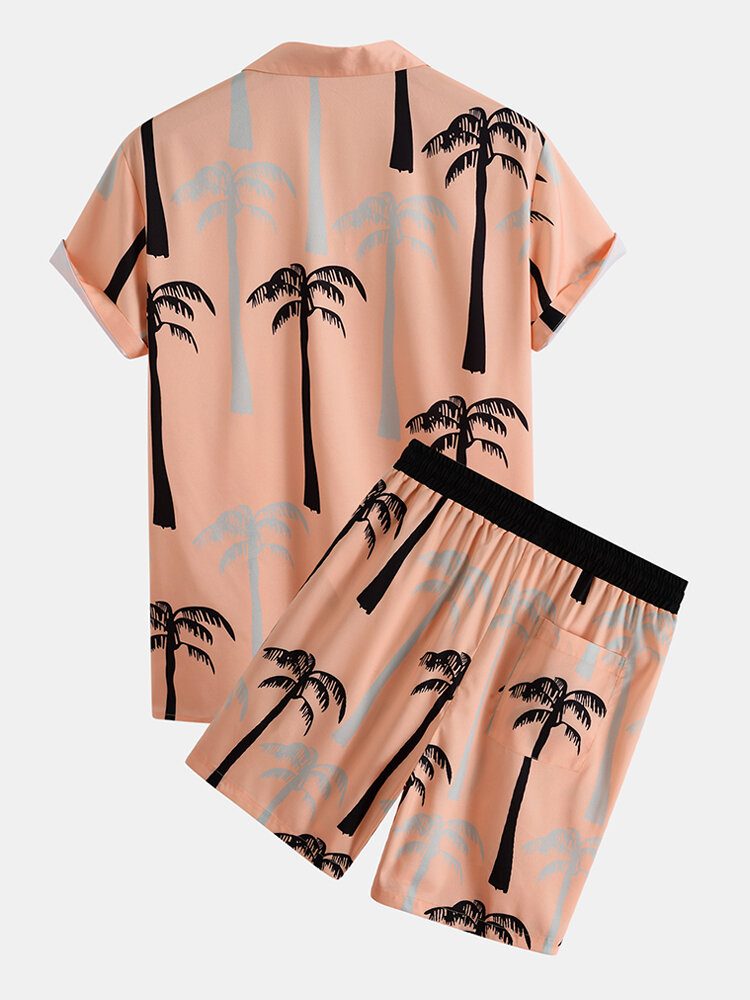 Tropical Coconut Tree Print Revere Collar Holiday To-decks Antrekk