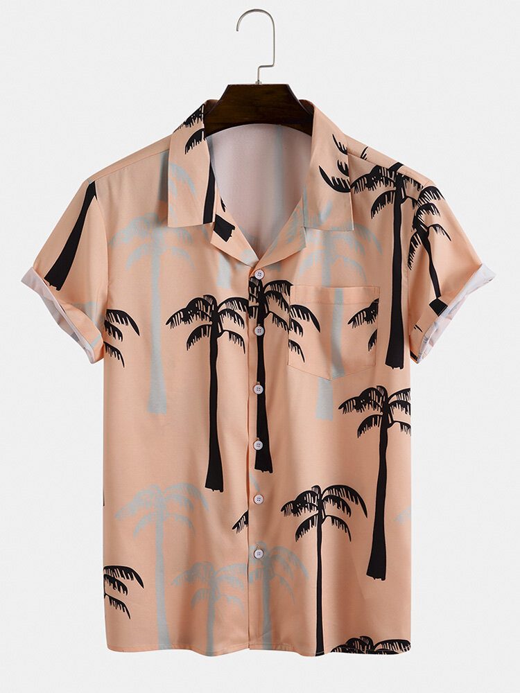 Tropical Coconut Tree Print Revere Collar Holiday To-decks Antrekk